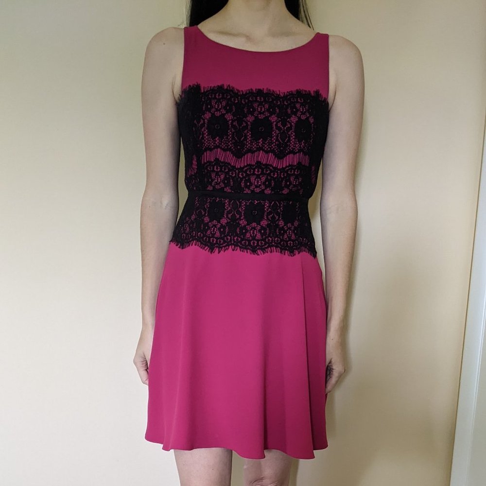 Pink lace mini dress